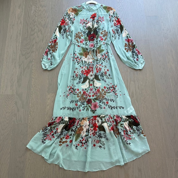 Farm Rio Blue Beauty Bouquet Long Sleeve Maxi Dress Floral - with tags - XXS - Picture 2 of 9